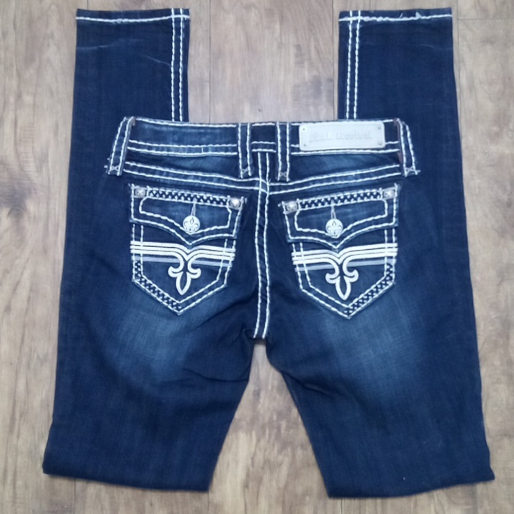 Rock Revival NWOT Women's Jeans 26 Ynes Skinny Embellished Embroidered